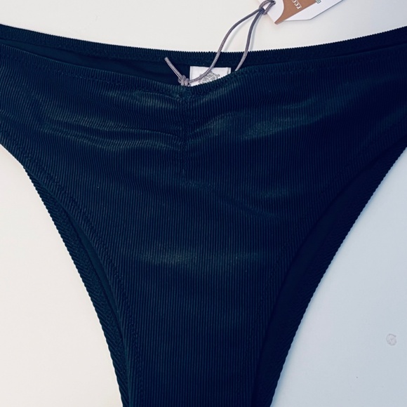 Everyday Sunday Black Recycled Rib High-Leg Bikini Bottom - Women's XL New - Picture 3 of 11